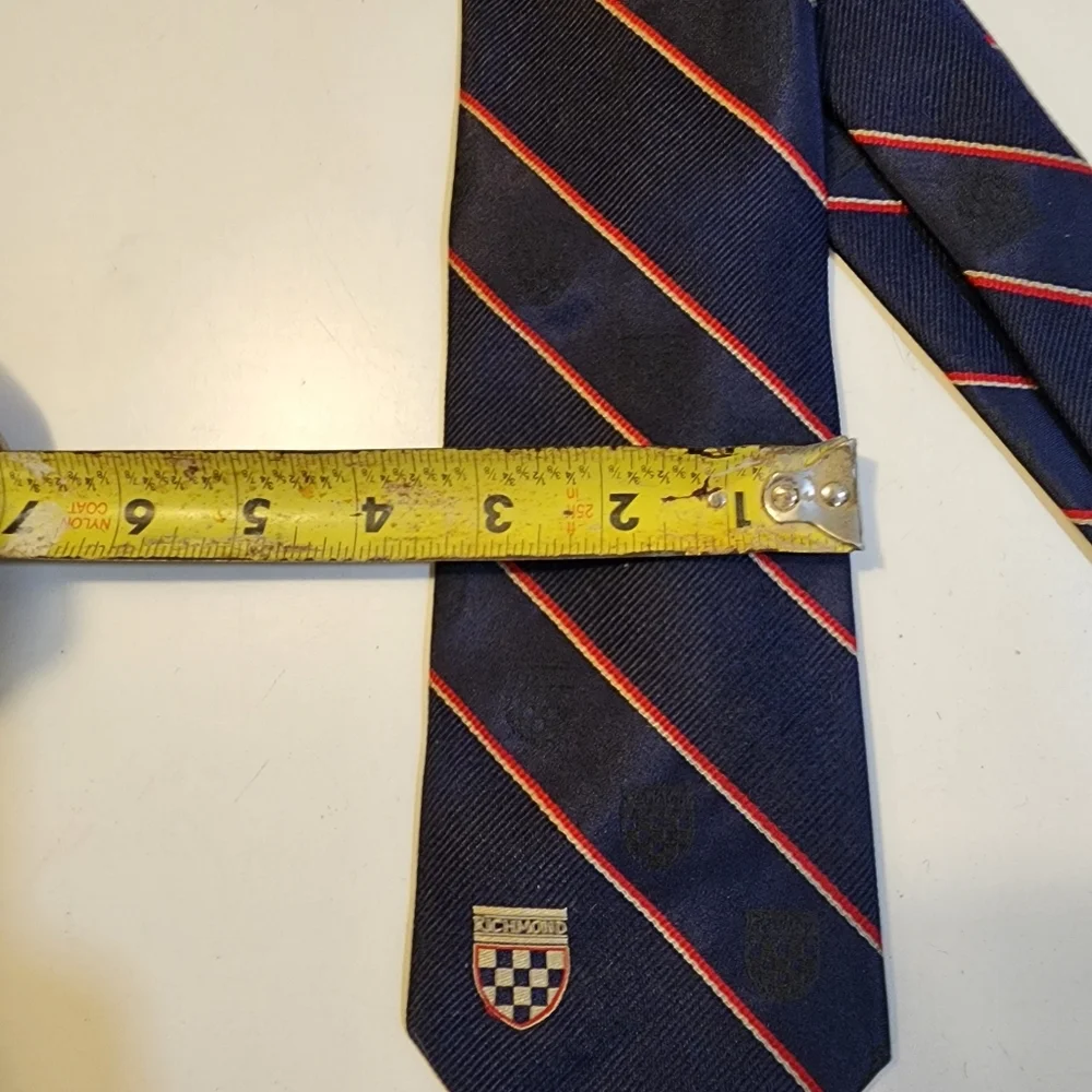 THE RAH RAH Collection Navy Blue Striped Silk  Tie with Richmond Accents